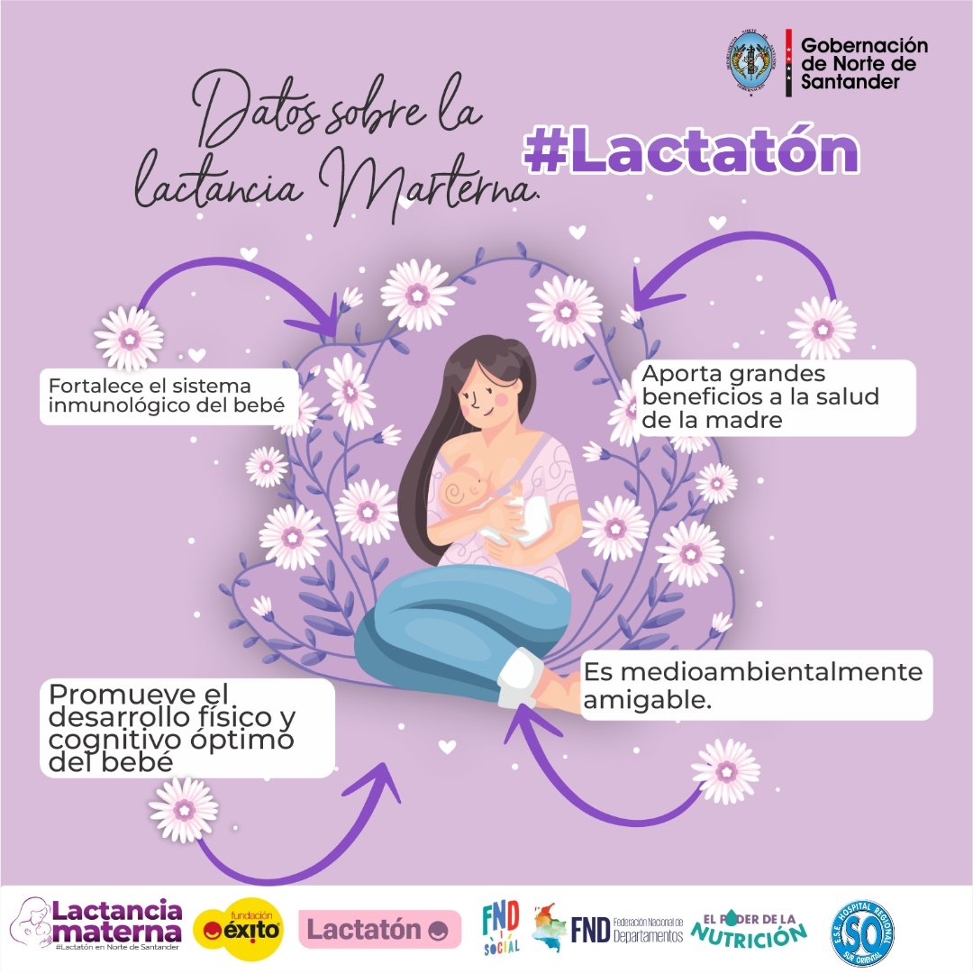 La lactancia materna brinda beneficios en la salud de los bebés y en las madres lactantes y trae beneficios económicos y ambientales,; la lactancia materna es la forma óptima de alimentar a nuestros hijos🤍 #Lactatón @Fundacion_Exito @gobernorte #ConLasGoticasNutrimosVidas