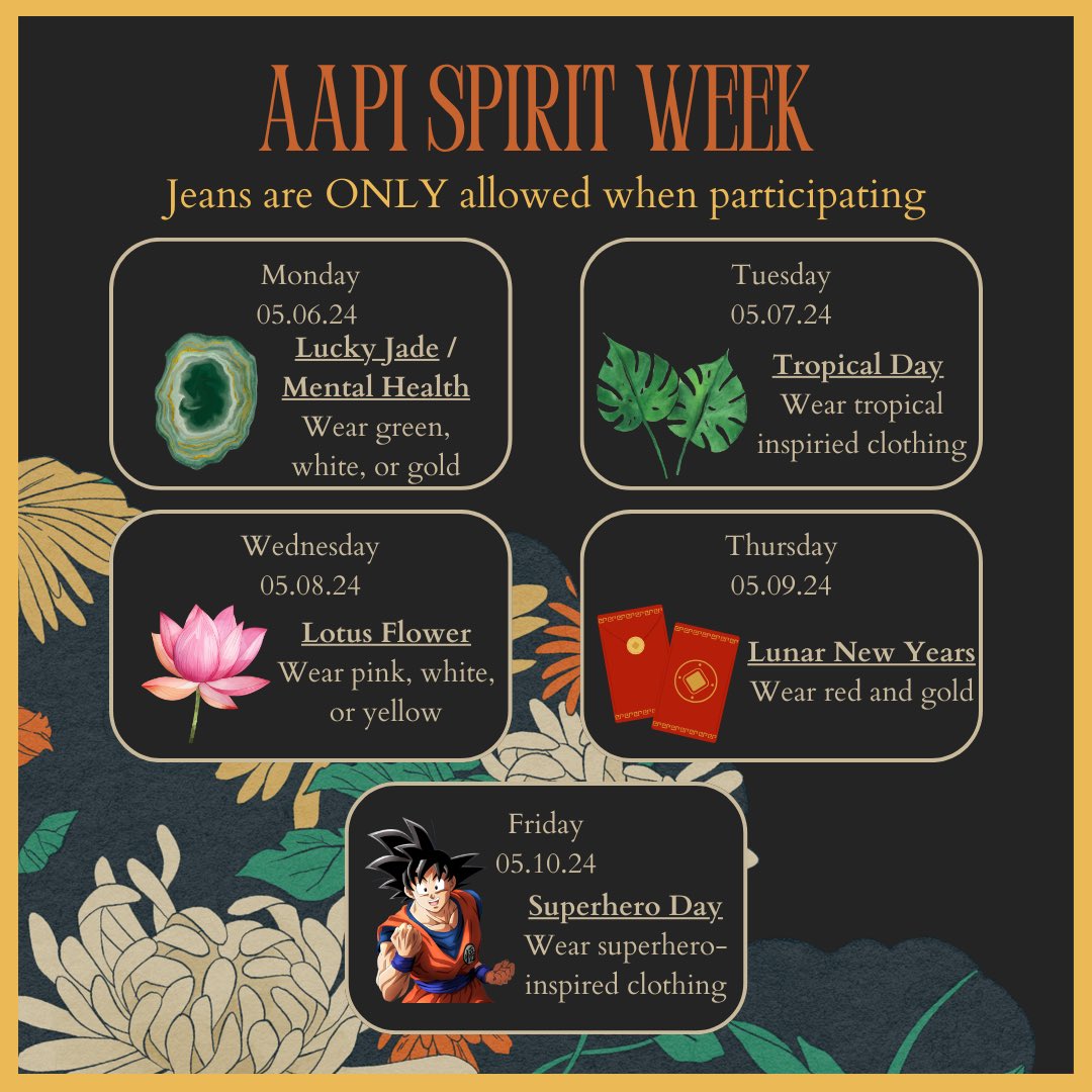 A look into Blanson’s AAPI spirirt week!! (Please look at the information below to avoid any dress code issues) 🧧🪷 @BenIbarraCTE @BlansonCTEHS #BlansonCTE #BCTE #StudentCouncil #StuCo #MyAldine #Ownit