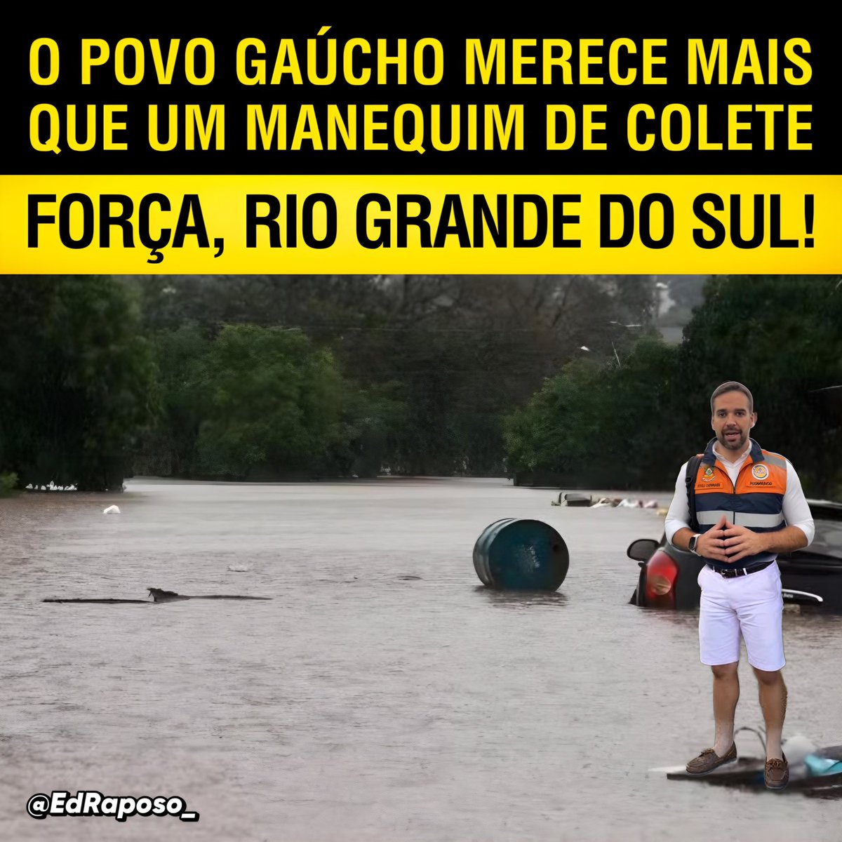 EdRaposo_'s tweet photo. Emocional fraco, inseguro, não passa firmeza nas falas, preocupação exacerbada com a imagem… 

Um líder deve mostrar propósito, otimismo. Eduardo Leite é o oposto, tom apreensivo, dramático. O povo precisando de uma rocha, enxerga nele um homem sem coluna vertebral.

O que sobra para o povo gaúcho é o próprio povo gaúcho, solidário, corajoso e incansável. É mais do que o suficiente.