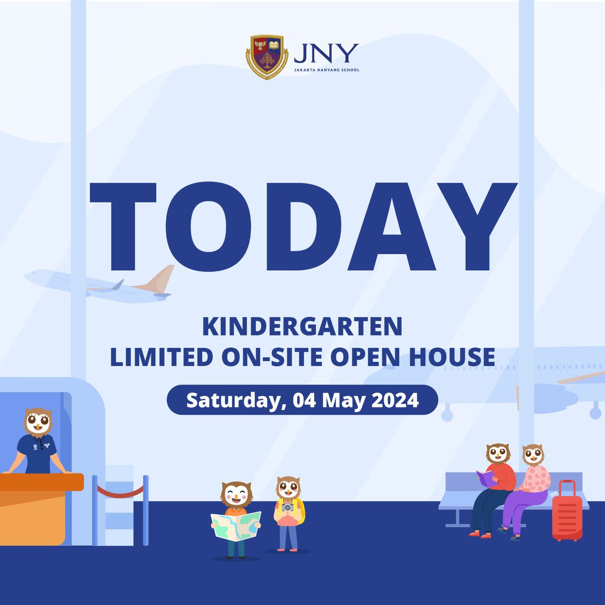 Today! ✨
JNY Kindergarten Limited On-Site Open House!
See you soon parents!

#JakartaNanyangSchool #JNY #JNYSchool #children #school #KindergartenSchool #PrimarySchool #SecondarySchool #JuniorCollege #OpenHouse #schooltour