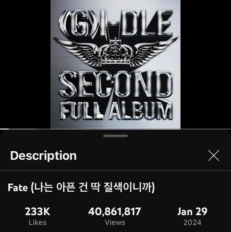 (G)I-dle’s FATE Audio has now surpassed 40M views on YouTube🥳