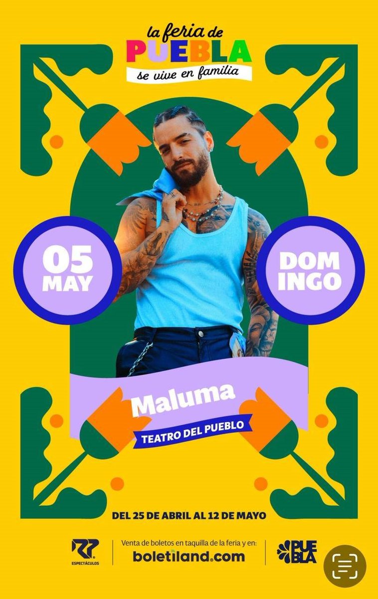 Disfruta de los grandes éxitos de Maluma el 5 de mayo en el Teatro del Pueblo de la #FeriaDePuebla

¡La Feria de Puebla, #SeViveEnFamilia!

Para compra de boletos Boletiland.com e información facebook.com/LaFeriaDePuebla