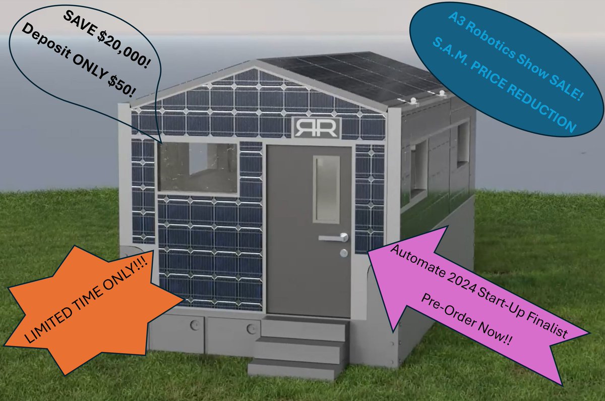 The <a href="/A3Robotics/">A3 Robotics</a> / <a href="/AutomateShow/">Automate Show</a> 2024 Sale is Underway!
The S.A.M. price is now $20,000+ lower for a Limited Time Only!
Pre-order yours today and start earning discounts with your referral code. 
renewedrobotics.com/products/p/sam…
#automate2024 #sam #Sale #RenewedRobotics #a3robotics