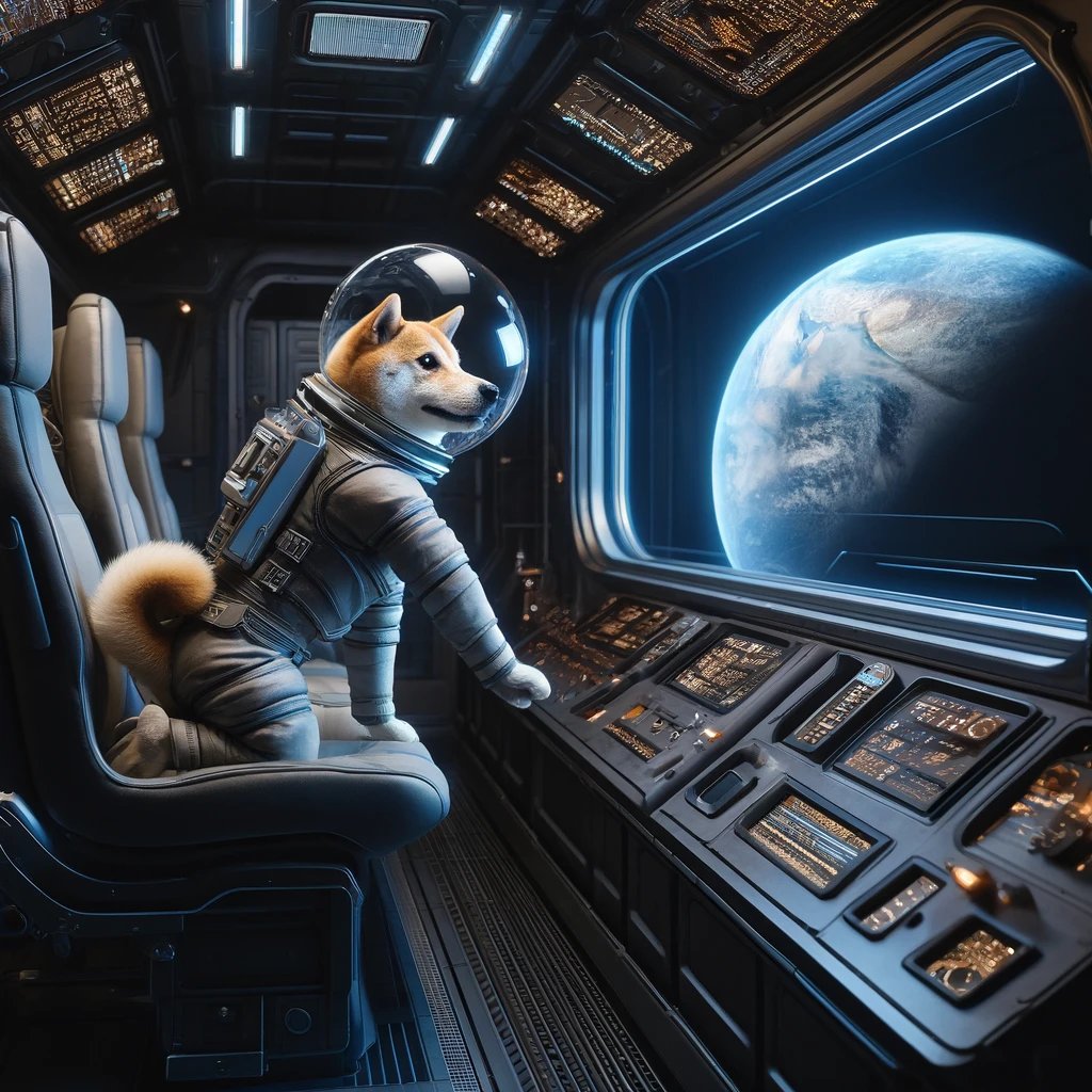 Blast off! 🌟 Our Shiba Inu has left Earth behind, setting sights on lunar landscapes. Next stop: the moon! 🌕 #CryptoJourney #MoonMission #Doge #BTC