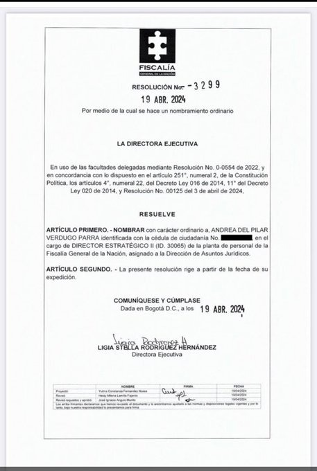 Mientras montan la farsa de la salida de Andrés Idárraga como secretario de Transparencia por escándalo de la UNGRD, nombran a Andrea Verdugo, su esposa, como directora de asuntos jurídicos de la Fiscalía. Ella se haría cargo de los casos de corrupción correspondientes a su…