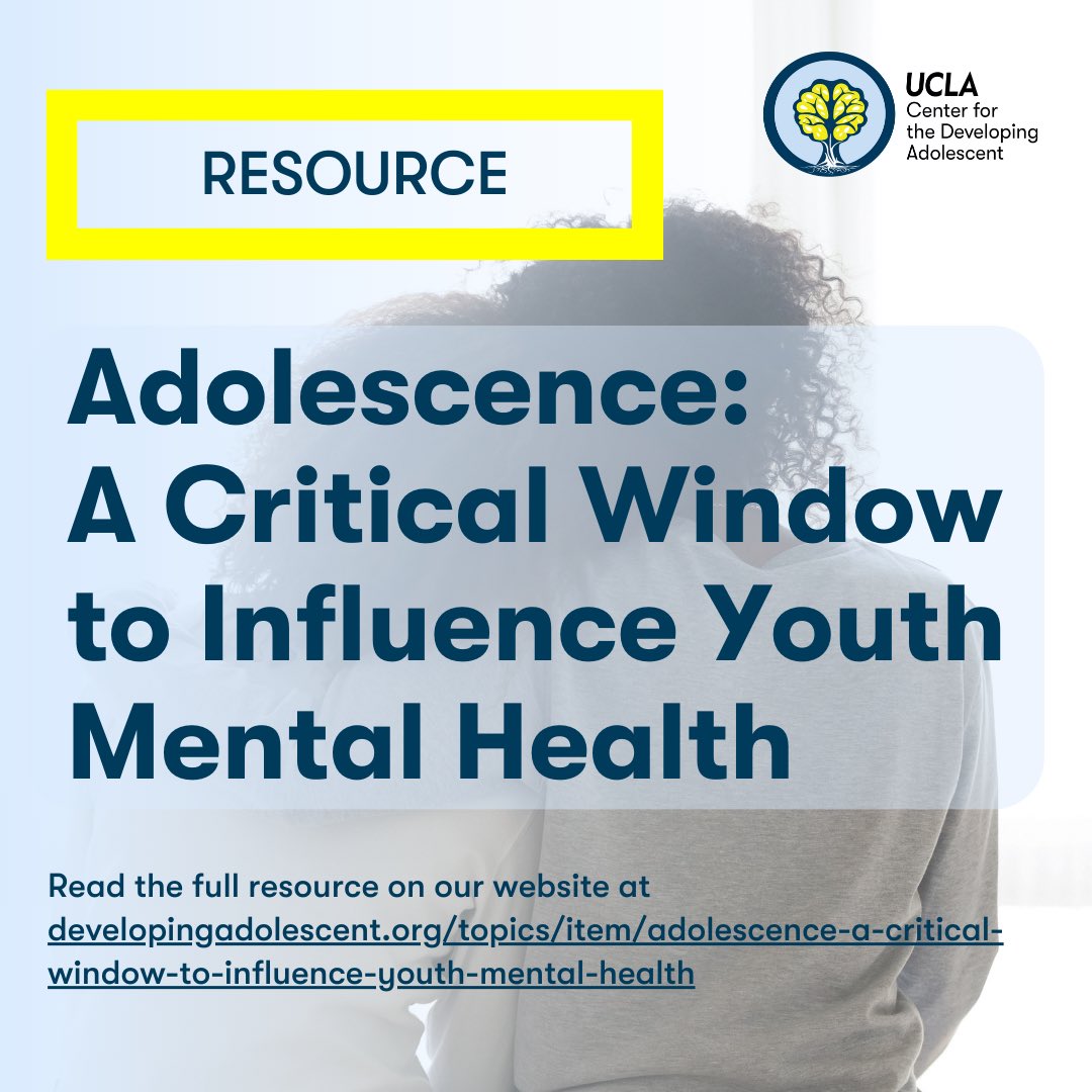 May is Mental Health Awareness Month, and we’re sharing ways that policymakers, schools, counselors, and parents can draw on the research into adolescent development to support youth wellbeing: developingadolescent.semel.ucla.edu/topics/item/ad…