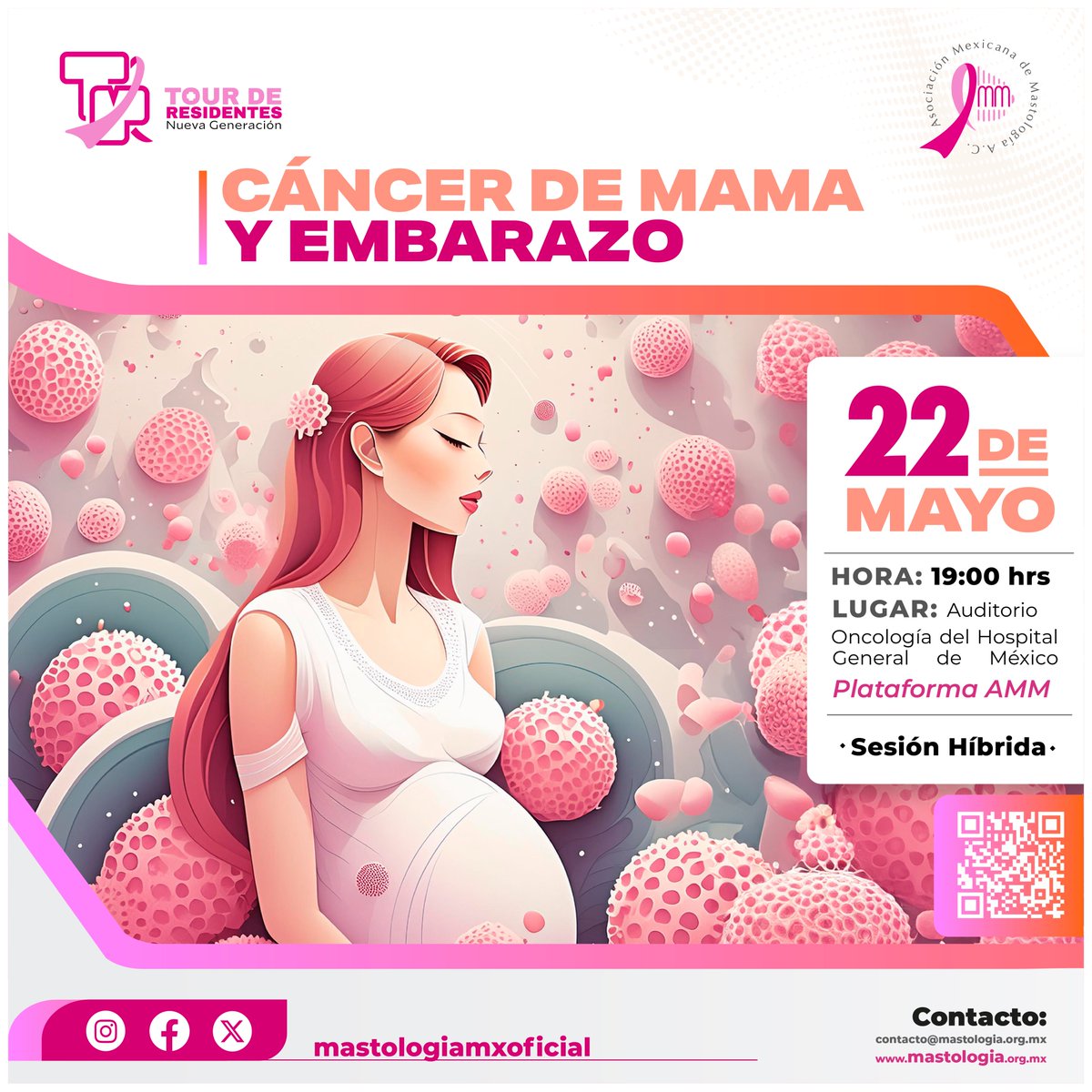 #TourDeResidentes La nueva generación
"Cáncer de mama y embarazo"
Nos vemos el miércoles 22 de mayo 🗓️ iniciamos a las 19:00🕗 hrs
#EventoHíbrido Auditorio Hospital General de México / #AMMVirtual
mastologia.org.mx/virtual/cancer…
#LiveWebCast #EventoSinCosto #Comparte #CáncerDeMama