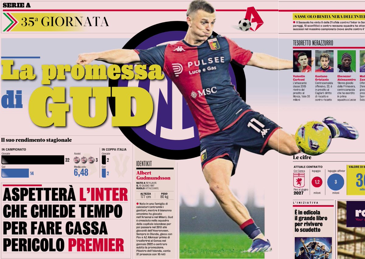 'WAITING FOR YOU' - Inter ask for time and Gudmundsson gives priority. But there's the risk of bidding war and the Nerazzurri must hurry Calmly moving forward, but with an exchange of promises that lay important foundations for the deal to be successful. Inter have asked Albert…