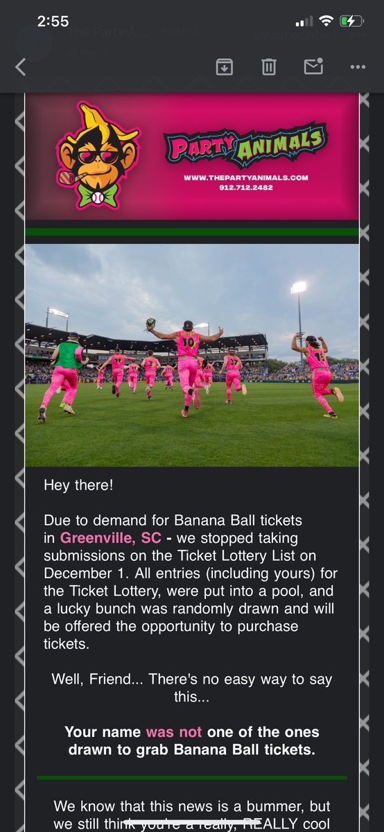 Going to be stalking my email in hopes of getting off the <a href="/TheSavBananas/">Savannah Bananas</a> waitlist. When my daughter was named after the city and is nicknamed Savannah Banana… I’ll continue to hold out hope. 😭