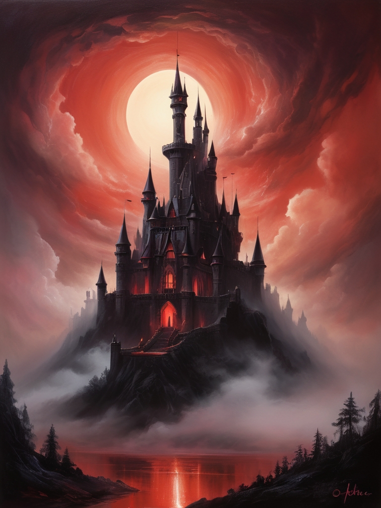 Dread hangs heavy in the crimson twilight 🩸  This downloadable gothic castle art will add a touch of haunting beauty to your walls!  Museum-quality & ready to print in various sizes. #gothicart #printableart #darkfantasy  tinyurl.com/3h9ppcdn