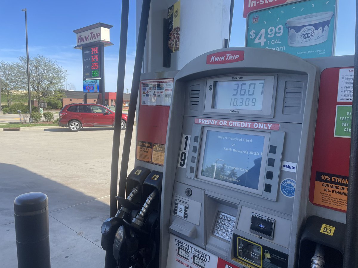Gas, $3.49 in Kenosha today.