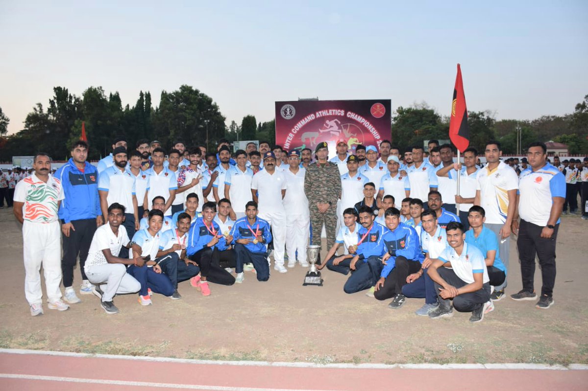 #ExcellenceInSports #EverWestwards Western Command wins #ArmyInterCommandAthleticsChampionship 2024 amongst equally formidable six Command teams in 24 track & field events. The team bagged 9 Gold, 7 Silver & 8 Bronze medals. @adgpi @SpokespersonMoD