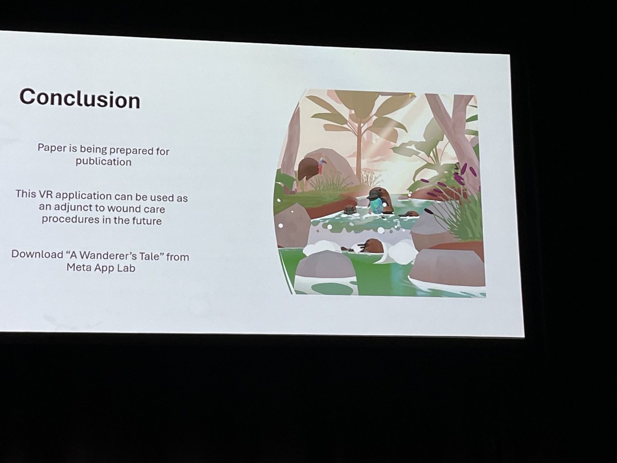 VR for dressing changes in burns care - A/Prof Paul Gray in the great hall. Looks promising and is Australia- themed ⁦⁦<a href="/ANZCA/">ANZCA</a>⁩ #ASM24BRIS ⁦<a href="/david__highton/">David Highton</a>⁩