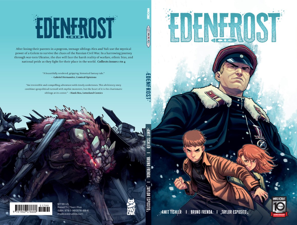 Edenfrost’s TPB reviews have been absolutely heartwarming. (With the rise in temperature implying that I have a heart after all. Who knew?) Thank you No Flying No Tights! 🔗noflyingnotights.com/blog/2024/05/0… 💙 Pre-Order Edenfrost GN (Comes out 5.21): madcavestudios.com/product/edenfr… 👈 #comics