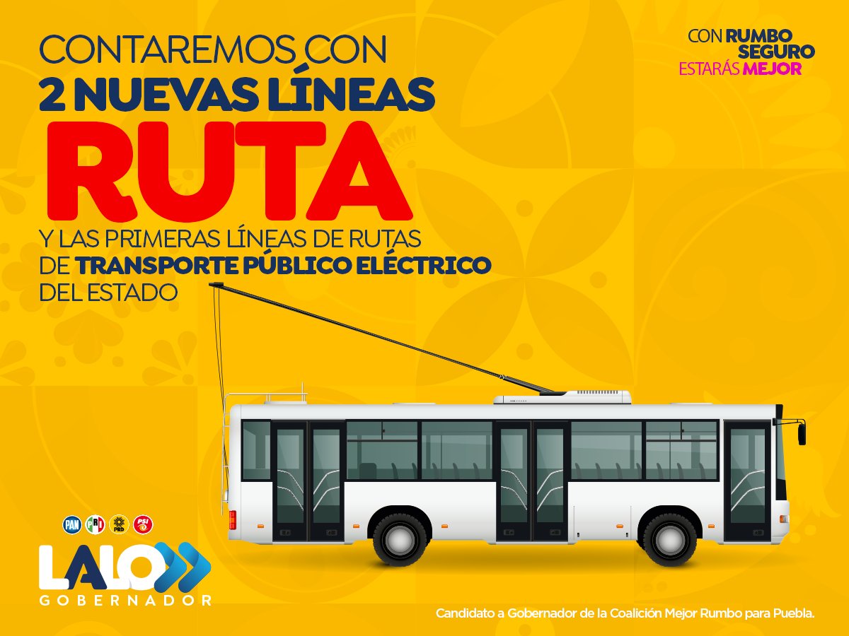 ¡Puebla se moverá con rumbo y sin contaminar! 🌟 En mi gobierno,  avanzaremos hacia una movilidad responsable y segura. 🚌✨ #LaloGobernador