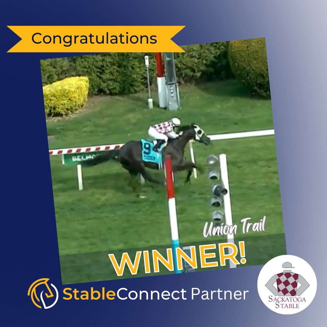 stableconnectap's tweet photo. Congratulations to StableConnect partner @sackatogastable, @jockeykdavis, Trainer Barclay Tagg and all the connections on Union Trail's win today at Belmont at The Big A! https://t.co/WhaXRuh1PQ