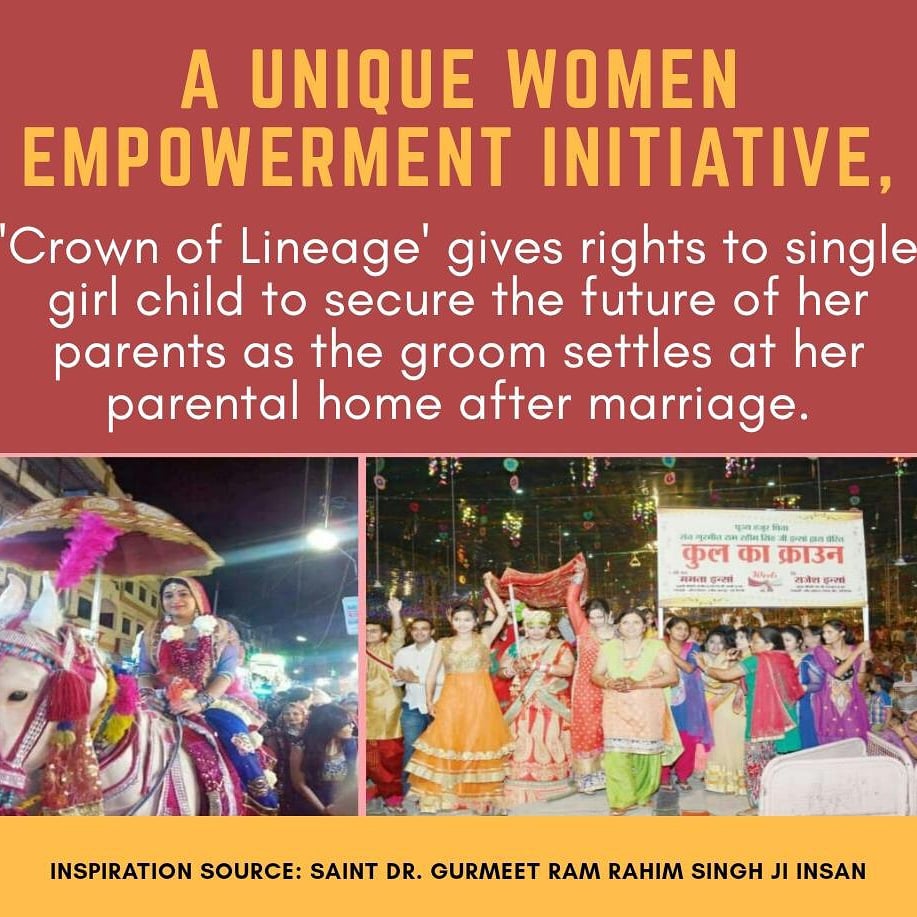 #TheProudDaughters Now daughters will also carry on the lineage, And will be called the Kul Ka Crown . Saint Ram Rahim