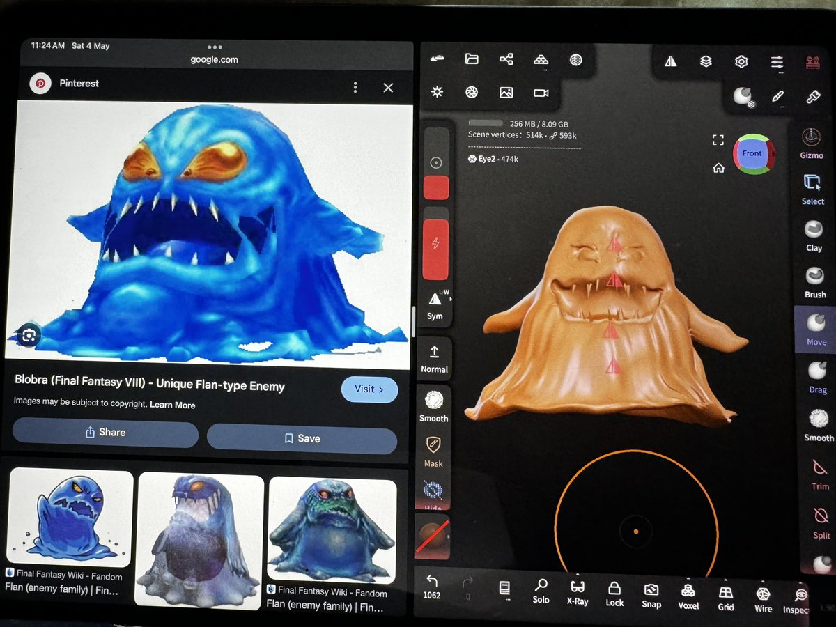 My first attempt at sculpting things in @nomadsculpt - a Blobrs from FF8 🤓🤓