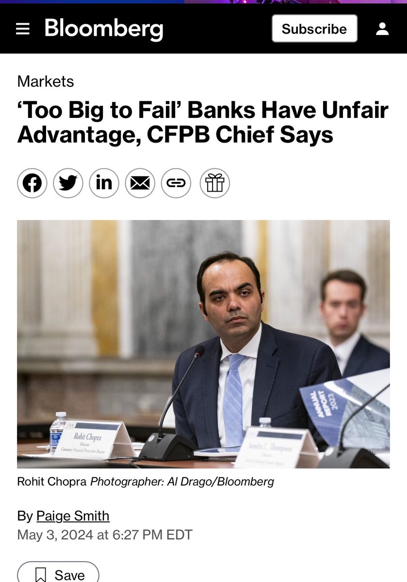 It's not perception. The big banks did get bailed out. 'The US banking landscape needs to be more of a level playing field, as fewer financial choices means worse outcomes for Americans, according to US Consumer Financial Protection Bureau Director Rohit Chopra. Concentration…