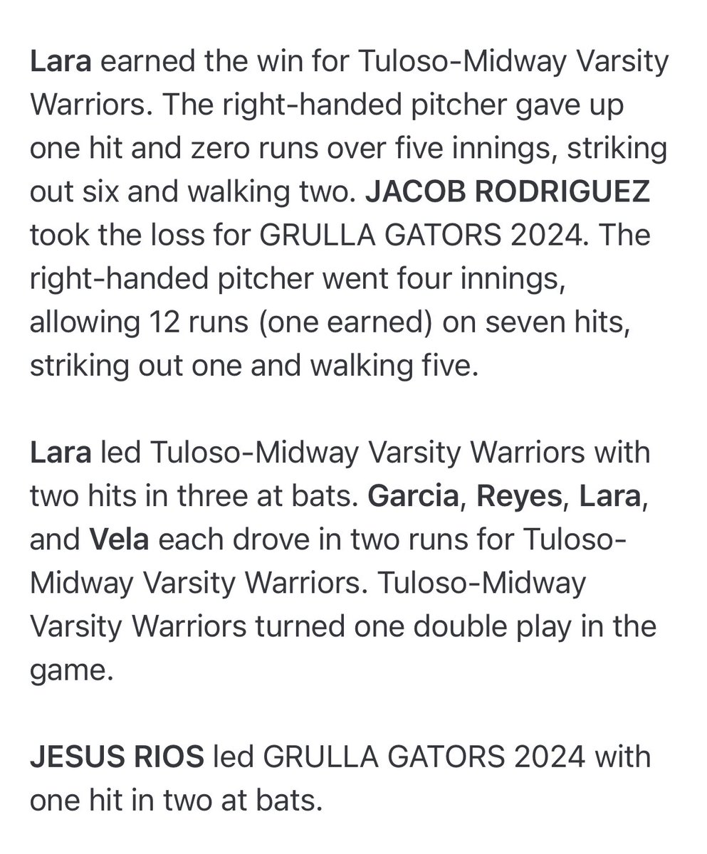GM 34 Final: <a href="/TMWarriorBSBL/">WarriorBaseball_TM</a> 12 RGC La Grulla 0 #WE 207 #ShowTime <a href="/ZakMorales2026/">Zak</a> <a href="/EmanuelReyes05/">Emanuel Reyes</a> <a href="/joshjgarcia08/">Josh Garcia</a> <a href="/israelpanda29/">Israel Benavides</a> <a href="/Max_Lara3/">Max</a> <a href="/erios2847/">Eloy Rios</a> <a href="/jvela2323/">javi#23</a>