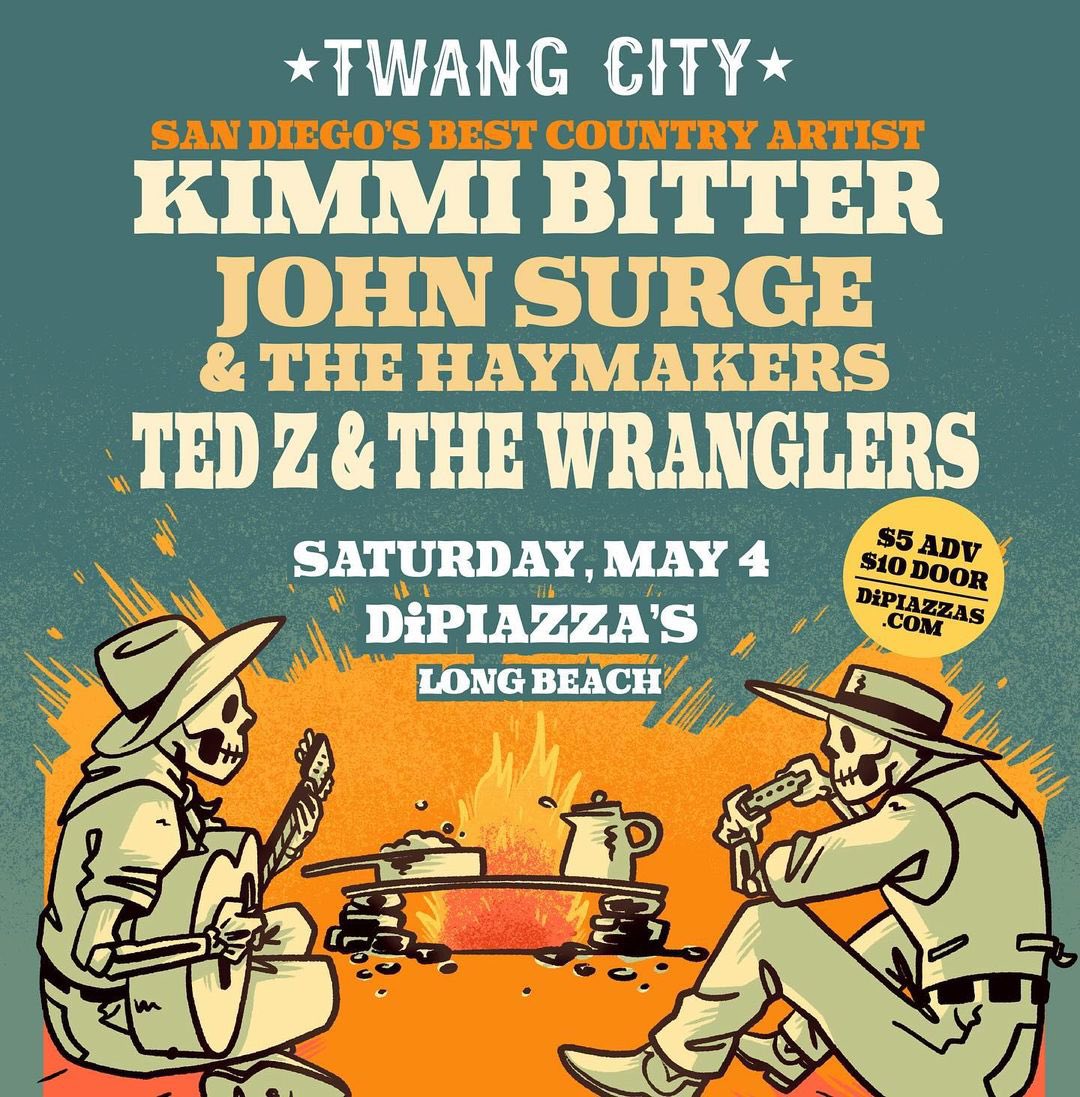 SATURDAY NIGHT!!! It’s @TwangCity in Long Beach @Dipiazzas with an opening set from TED Z AND THE WRANGLERS. Ted and band bring the goods live with their own take on rough and tumble country music.