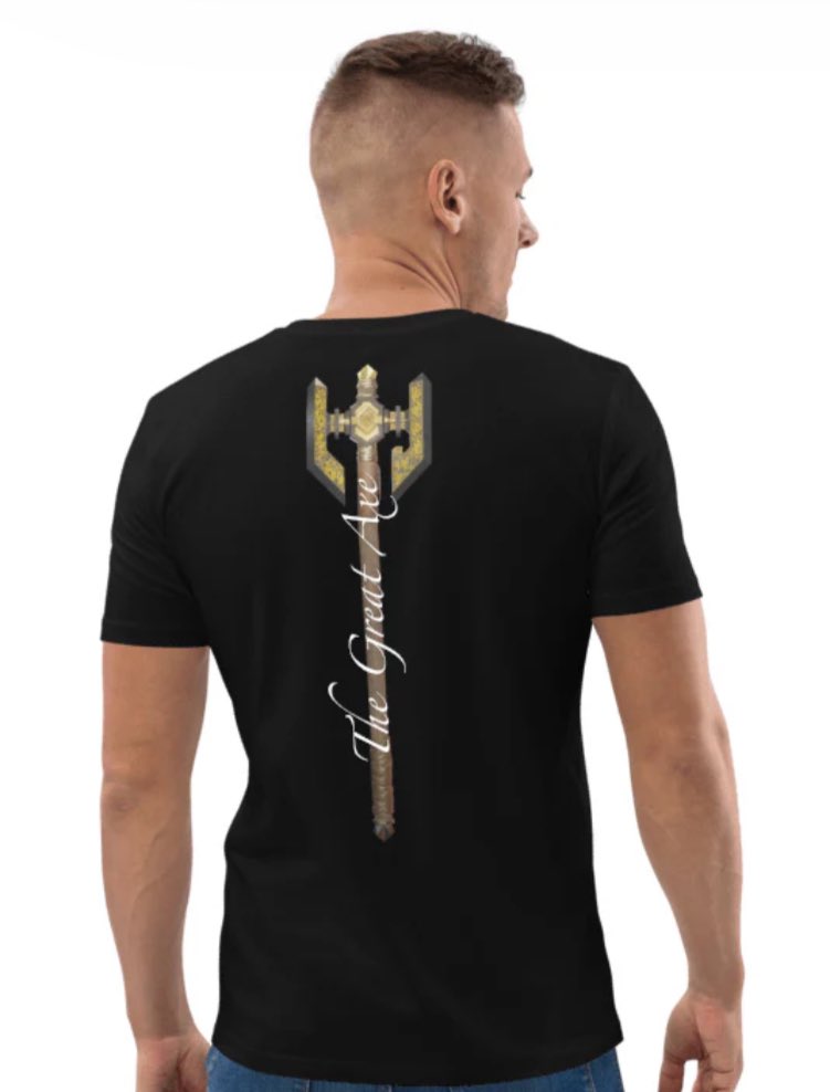 TheCataldiGuild's tweet photo. CATALDI Great Axe merch is now available! This tee is perfect for anyone planning to attend @rareevo 2024 in style. 

https://t.co/i1BQrl8wTa

The Great Axe is one of many incredible 3D weapons sponsored for competition in the @amphitheatre  of @theapesociety.

While you’re in our @nftouchable store, check out our other merch  like the hefty and rare CATALDI CROWN Challenge Coins.  Only 15 left!! 

“Wealth is but an Idea Away” 
#cataldikings