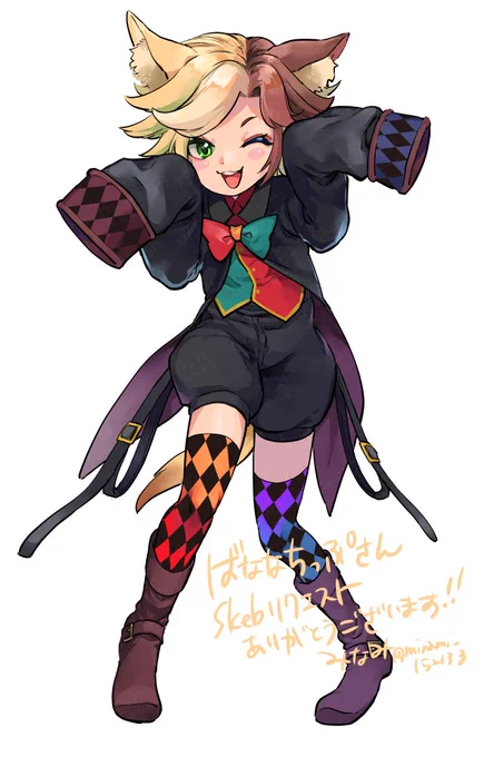 skebでご依頼いただきました!Live2Dのほうにも関わらせていただいたので、再び描く機会ができて嬉しいです(((o(*゜▽゜*)o))) #ばなちの似顔絵帳 