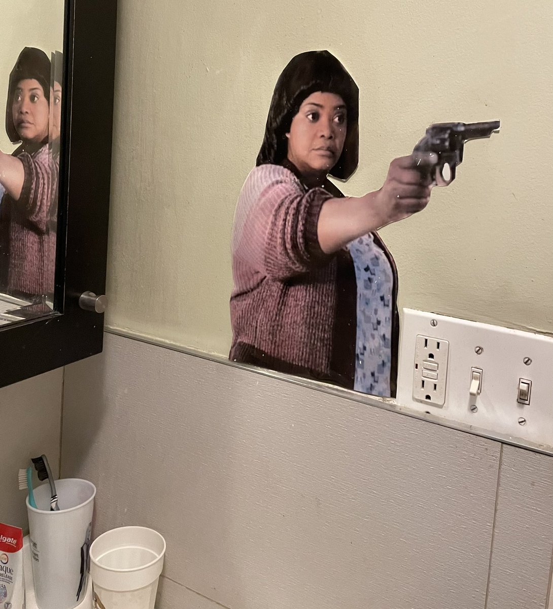 powcampsurvivor's tweet photo. i’ve had this picture of Ma from MA (2019) in my bathroom for so long i’ve just completely lost sight of why i put it up in the first place https://t.co/hbt0W4SEww