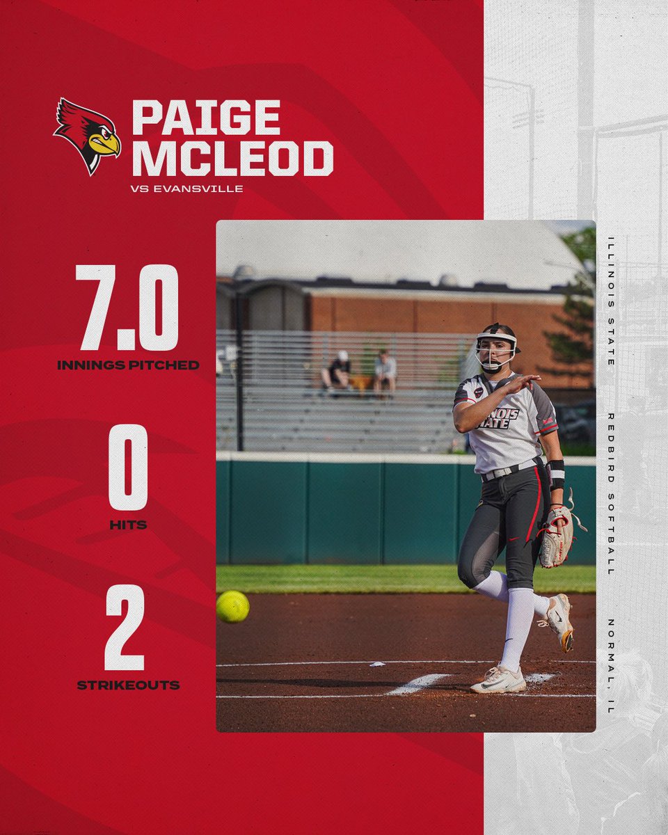 RedbirdsSB's tweet photo. Historical day at Marian Kneer for @PaigeMc44075072 👑

✅ First home no-hitter since 2001
✅ McLeod records second-career no-no
✅ Second ever Redbird with mutiple no-hitters
✅ Only Redbird freshman with multiple no-nos
✅ First freshman to record two in a season

#RollBirds https://t.co/FPtTca2N72