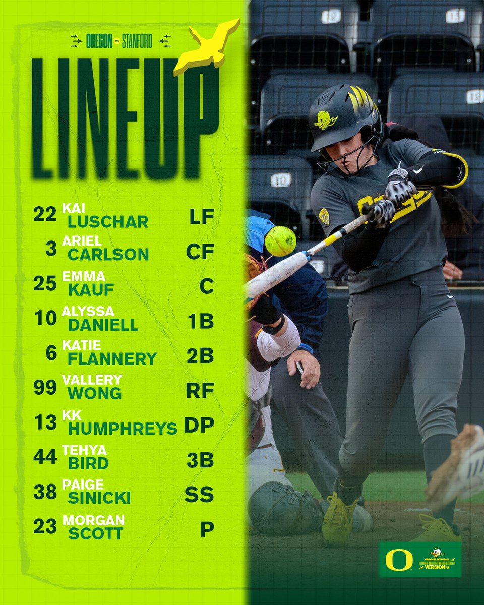 Beautiful night for softball on The Farm!

📺 Pac-12 Oregon
💻 pac-12.com/live
📻 kwva.uoregon.edu/listen-live/
📊 statbroadcast.com/events/statmon…

#GoDucks | #Version6