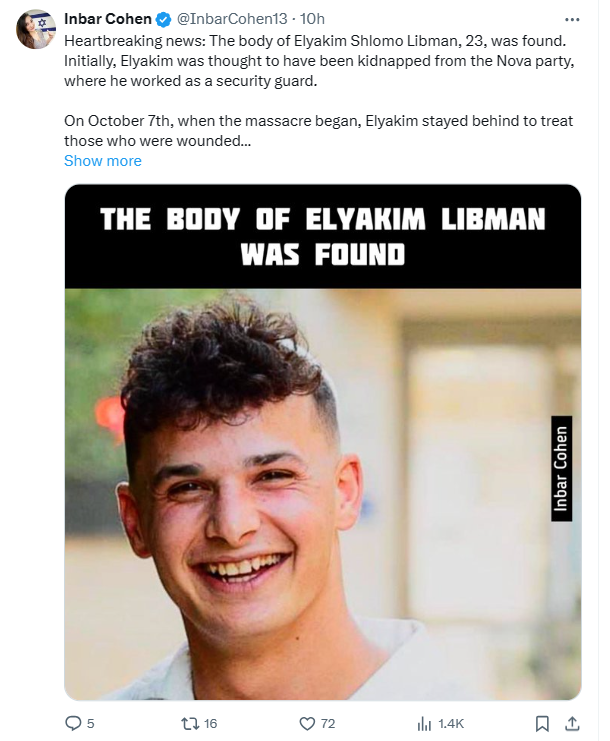 Not exactly ready for the #Pallywood league yet. But still better than some of fake 'dead' babies and children, you Hamas fan boys think people actually believe. 😂😂 Back in reality... RIP Elyakim Libman American Stands with Israel.🇺🇸 +🇮🇱