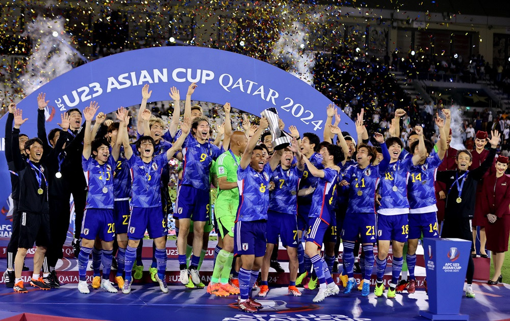 theaseanball's tweet photo. 🌟 AFC U23 ASIAN CUP 2024 | Final Standings

AFC U23 Asian Cup 2024 officially ended with Japan's second championship when Blue Sumurai defeated Uzbekistan 1-0 in the final.

🏆 Champion : Japan 🇯🇵

🥈 Runner Up : Uzbekistan 🇺🇿
🥉 3rd Place : Iraq  🇮🇶
4️⃣ 4th Place: Indonesia 🇮🇩 https://t.co/4wOzRhZY0M