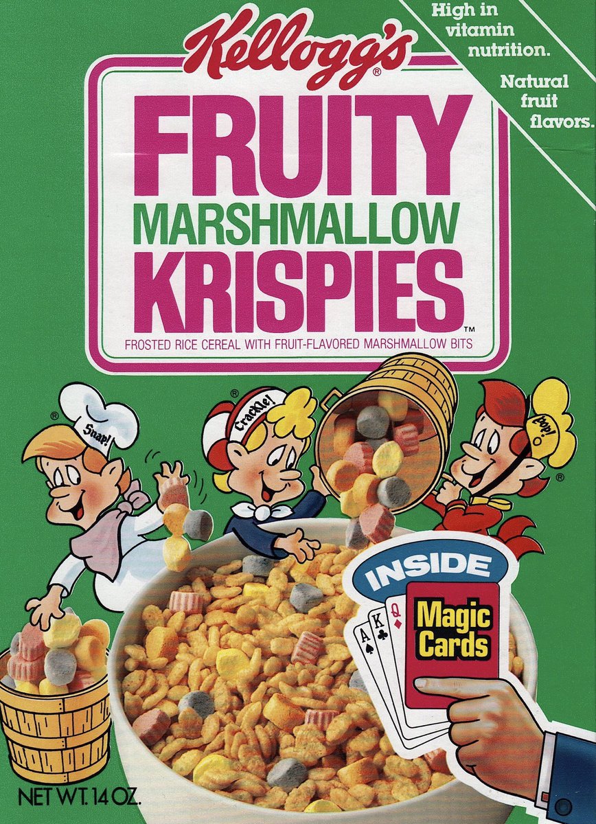 🥣1987 Retro Cereal:

— Kellogg’s Fruity Marshmallow Krispies