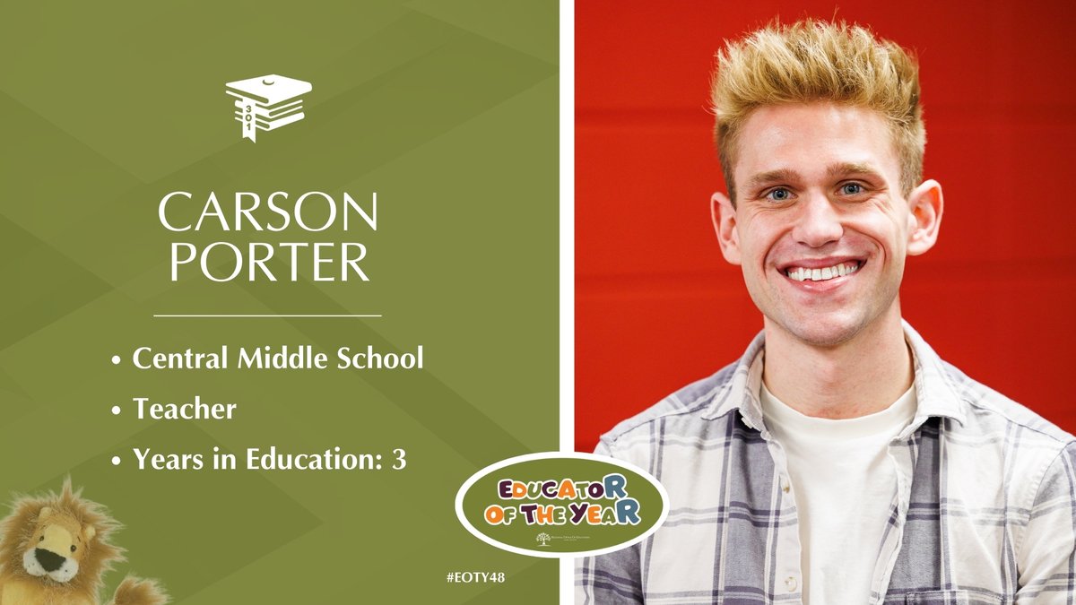 Our winners in the Early Career Educator category are:

Taylor Cyr, St. Charles East High School (St. Charles 303)
Carson Porter, Central Middle School (Central 301)

Congratulations to Ms. Cyr and Mr. Porter!

#EOTY48