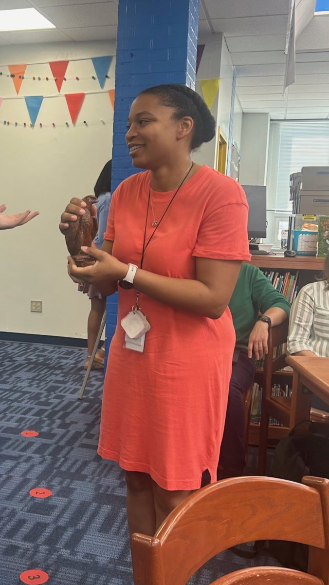 We want to announce our Edgar The Eagle Award for May. Mrs. Tejeda passed Edgar to Ms. Dana Williams. 'Ms. Williams is always smiling. Her students are always engaged in their class.' #edgartheeagle #BeEager #eagereagle