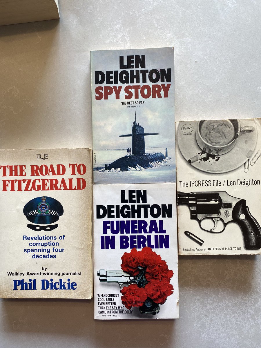 Today’s second hand book haul, including a nice copy of FUNERAL IN BERLIN, which I’ve been wanting for ages. . As I’ve said before, always go into every thrift shop you see. This lot was from the local church op shop, which usually has nothing & cost one dollar. Ping @Sulli864