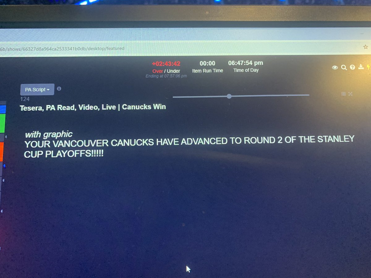 You have no idea how incredible it was to announce this!!!!!!!!!

Round 2 HERE WE COME @Canucks Nation!!!

Wooooooooooooooooo!!!!!

#Canucks #StanleyCupPlayoffs