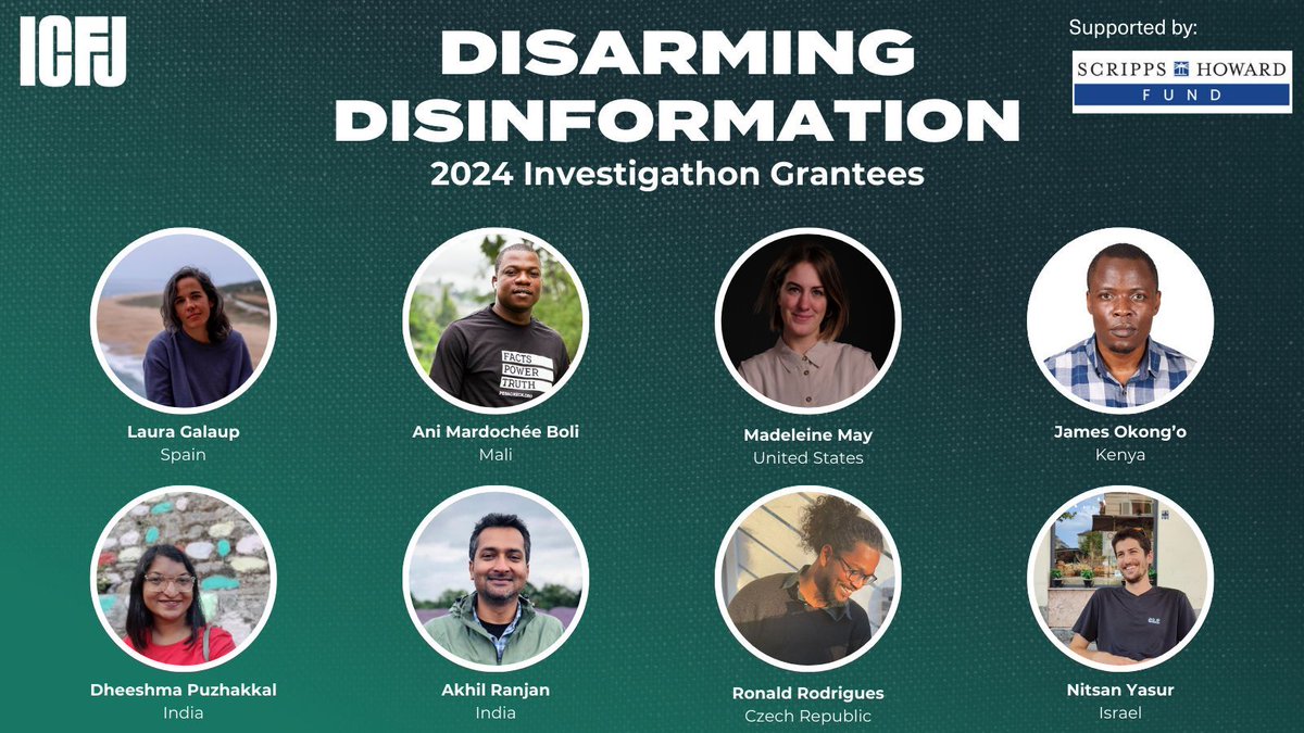 Investigative reporting teams across four continents are receiving ICFJ Disarming Disinformation grants to expose the sources and money behind electoral disinformation campaigns. Read about them here: buff.ly/3xUW5yc @ScrippsHowardFd