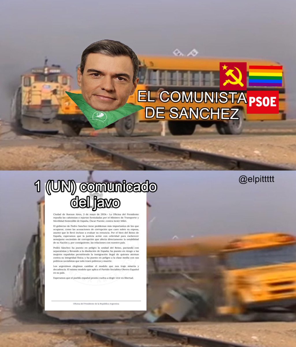 GRACIAS EMPERADOR MILEI POR ARRUINAR AL COMUNISTA DE SANCHEZ PARA SIEMPRE, SOLO CON 1 (UN) COMUNICADO.