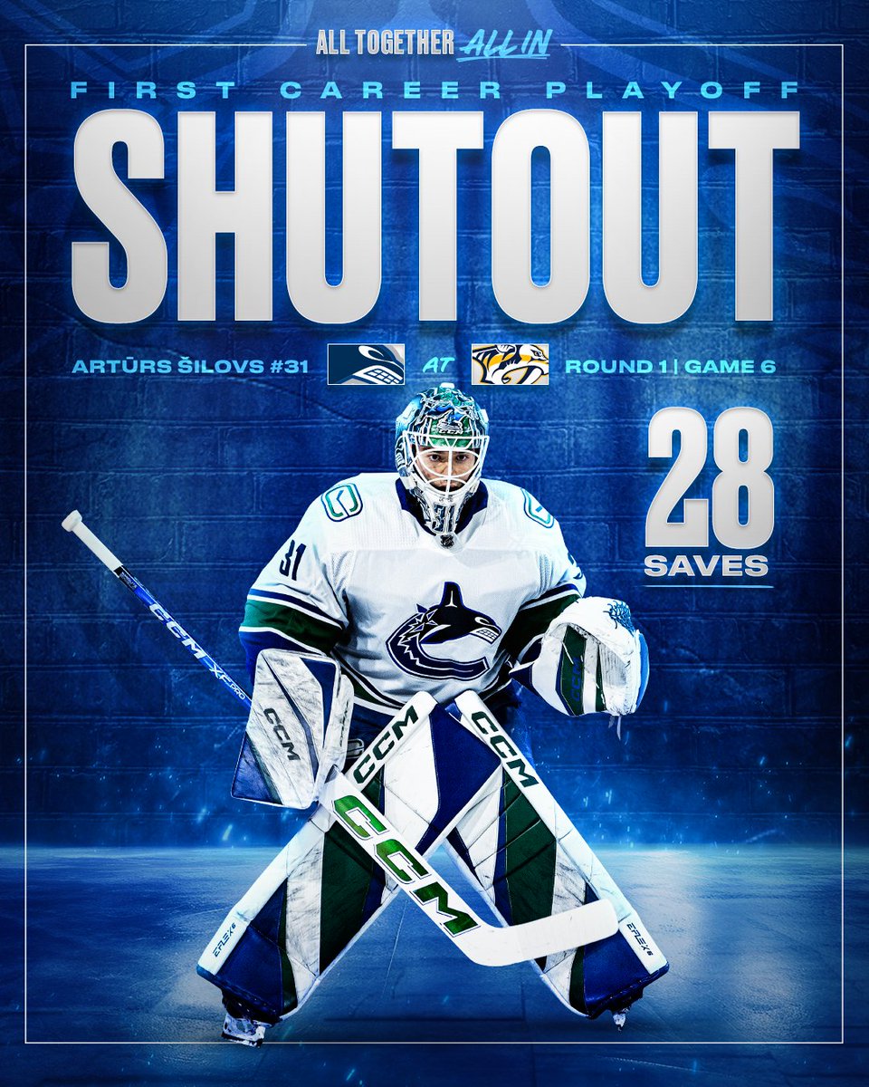 Canucks's tweet image. Love a good Arty Party 🎉

Youngest #Canucks goalie to record playoff shutout in franchise history.