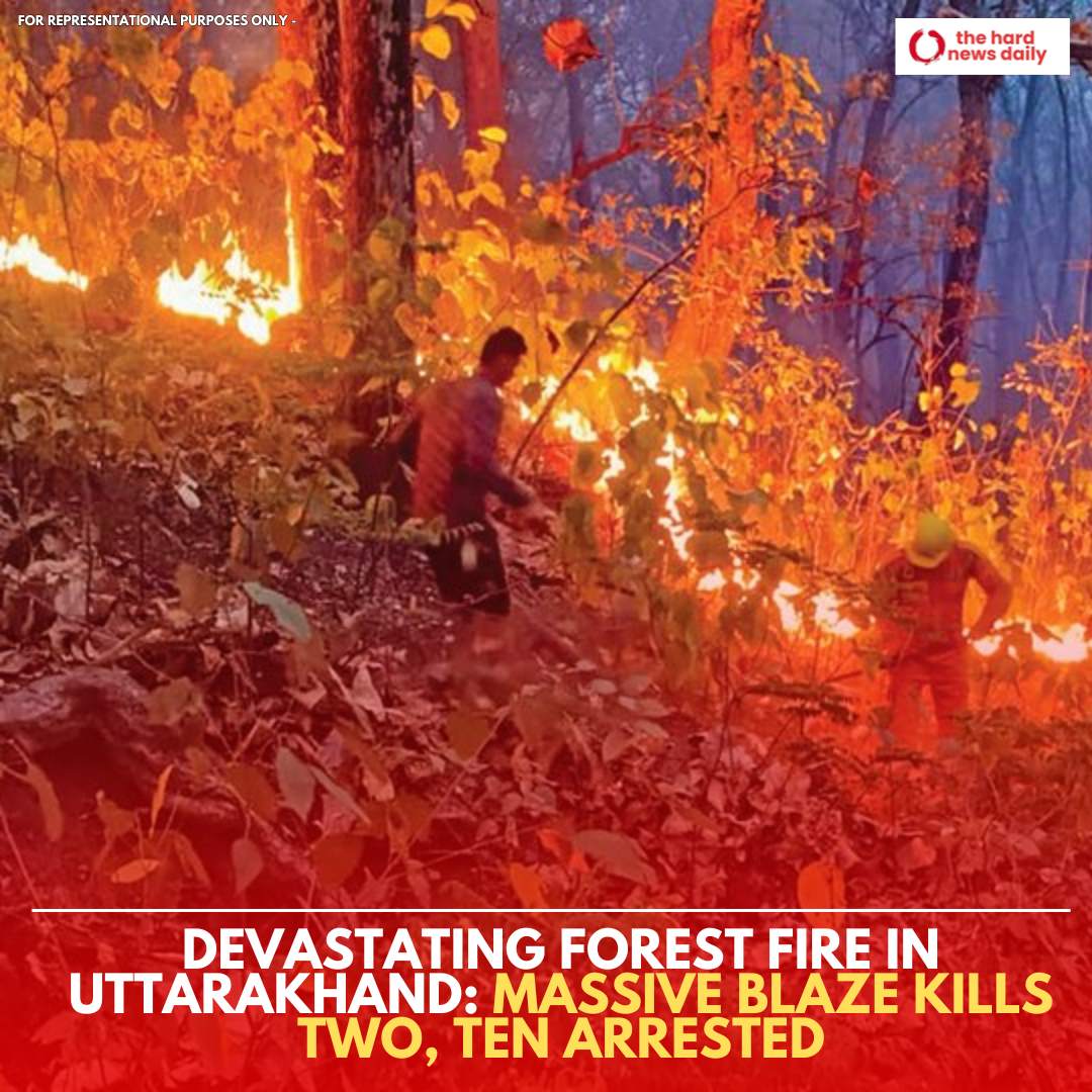 🚨 BREAKING: A massive forest fire engulfs 100 hectares in Uttarakhand, claiming the lives of two laborers and leading to the arrest of 10 individuals, including Mohammad Nurul and Feroz. 

Satellite images reveal extensive smoke coverage. 

#UttarakhandFire #EnvironmentalCrisis