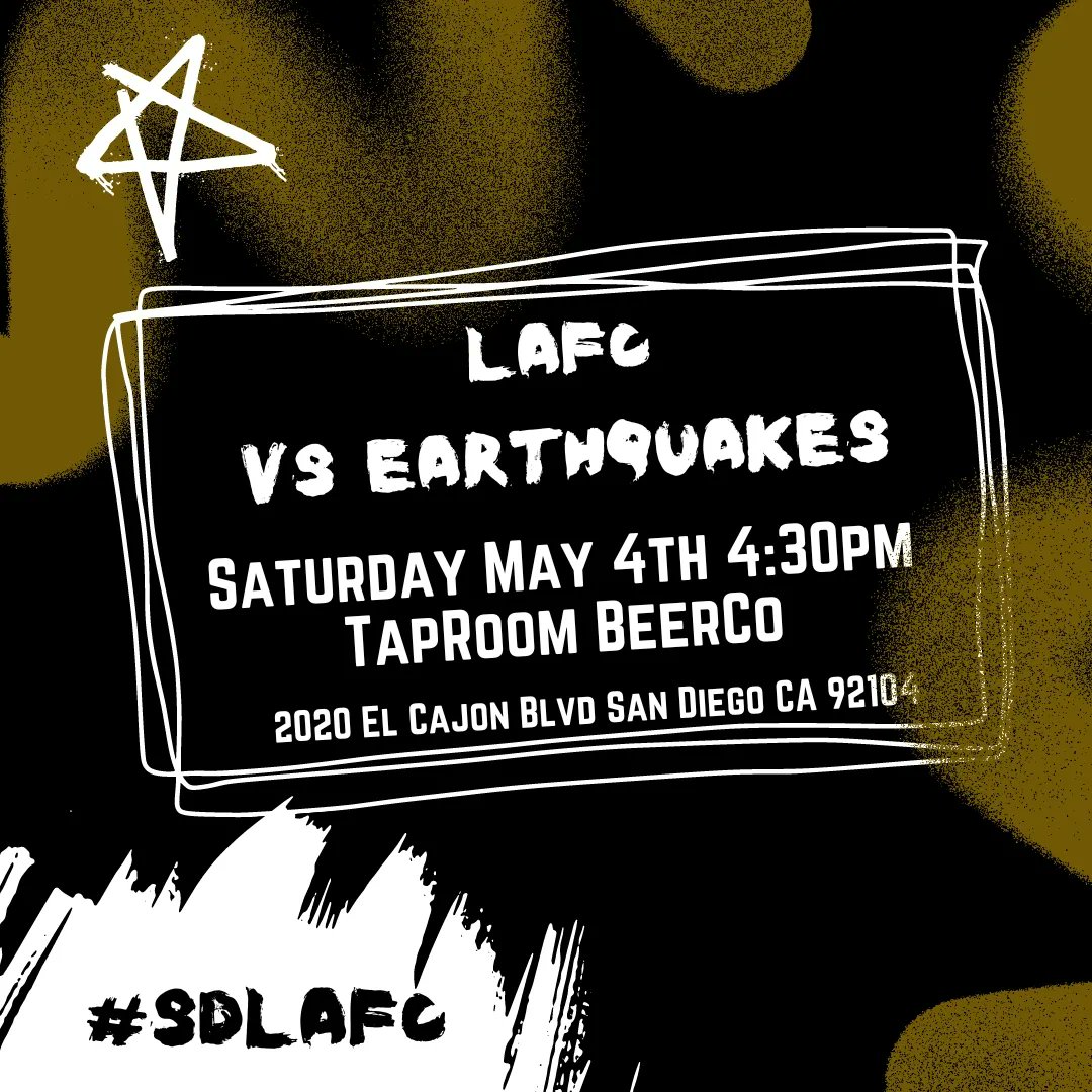• MAY THE 4TH BE WITH YOU • we're back at #taproombeerco on Saturday May 4th for #LAFC vs San Jose Earthquakes! Come on by and rep for the black & gold 😎 
#sdlafc #lafc3252 #blackandgold #losangelesfootballclub #lafcawaydays