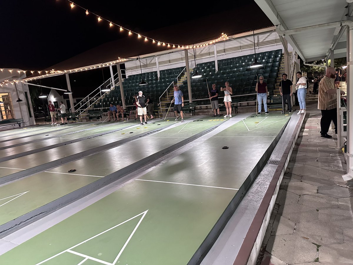 Saturday evening at the shuffleboard courts in downtown St Pete