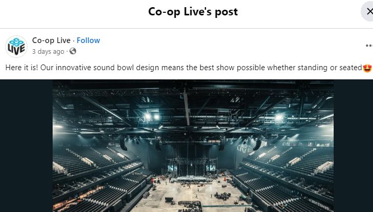 I'd not be so keen on doing the sponsored advertising on facebook if I were the Co-op Live arena, i tell you that much.