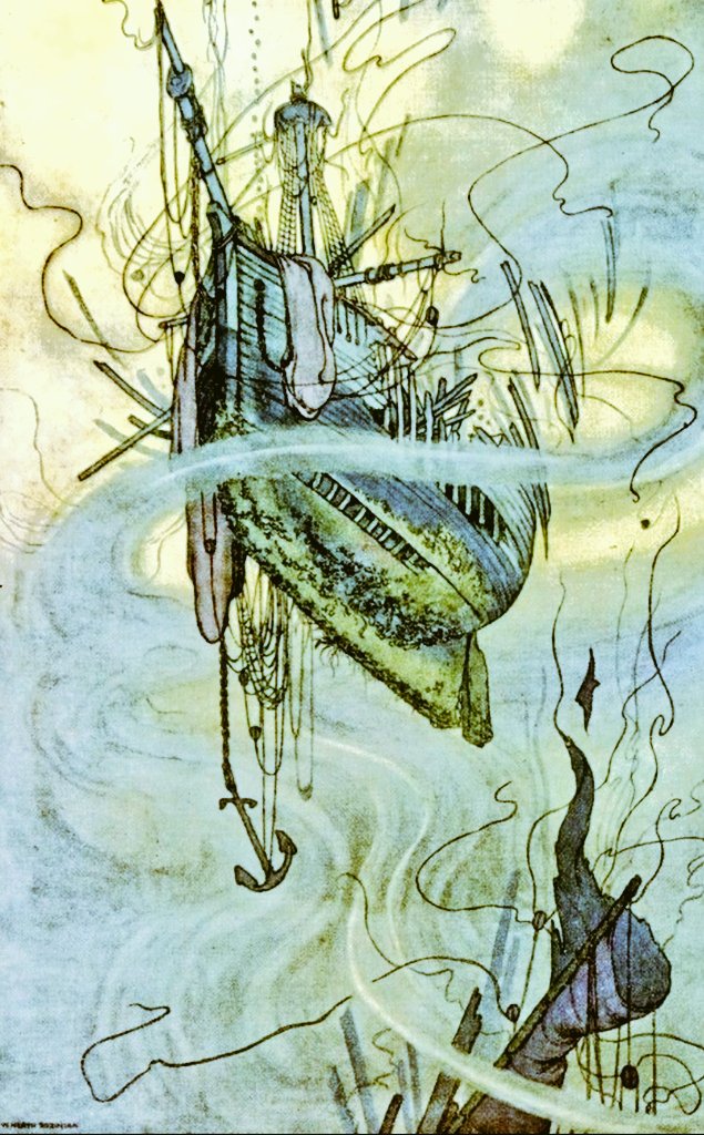 Alfred Pomeroy Jones, a sea lawyer born in Mumbles, sung like a linnet, crowned you with a flagon, tattoed with mermaids, thirst like a dredger, died of blisters. Under Milk Wood 🖋 #DylanThomas 🎨 W Heath Robinson #BookWormSat