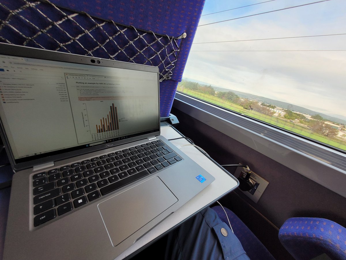 Today's office! Currently speeding through France towards Barcelona on our #SETACbyTrain journey from Lancaster to Seville. It's a long day, but that doesn't matter with comfortable seats and nice views! #SETACSeville #FlyingLess @SteveLofts1 @UK_CEH @FlightFreeUK @flyingless