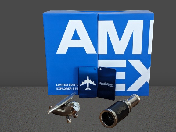 Got my Amex Explorer Kit & it's awesome! Check out these goodies: ✈️ Mini biplane clock, ️‍♂️ spyglass & 2 bag tags! Want one for yourself? Apply today & get this kit FREE! You get 2k MR points Amex MRCC and Plat Travel card are free for first year 😍 shorturl.at/ezHQT