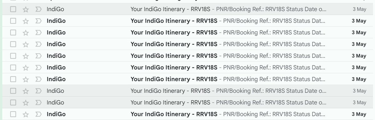 To add to the chaos, I started receiving IndiGo refund mails and itinerary of other passengers. This isn't just about inconvenience—it's about harassment and potential misuse of my personal information. @cybercrimegov, @ConsumerReports, urgent intervention is needed! #IndiGoFail