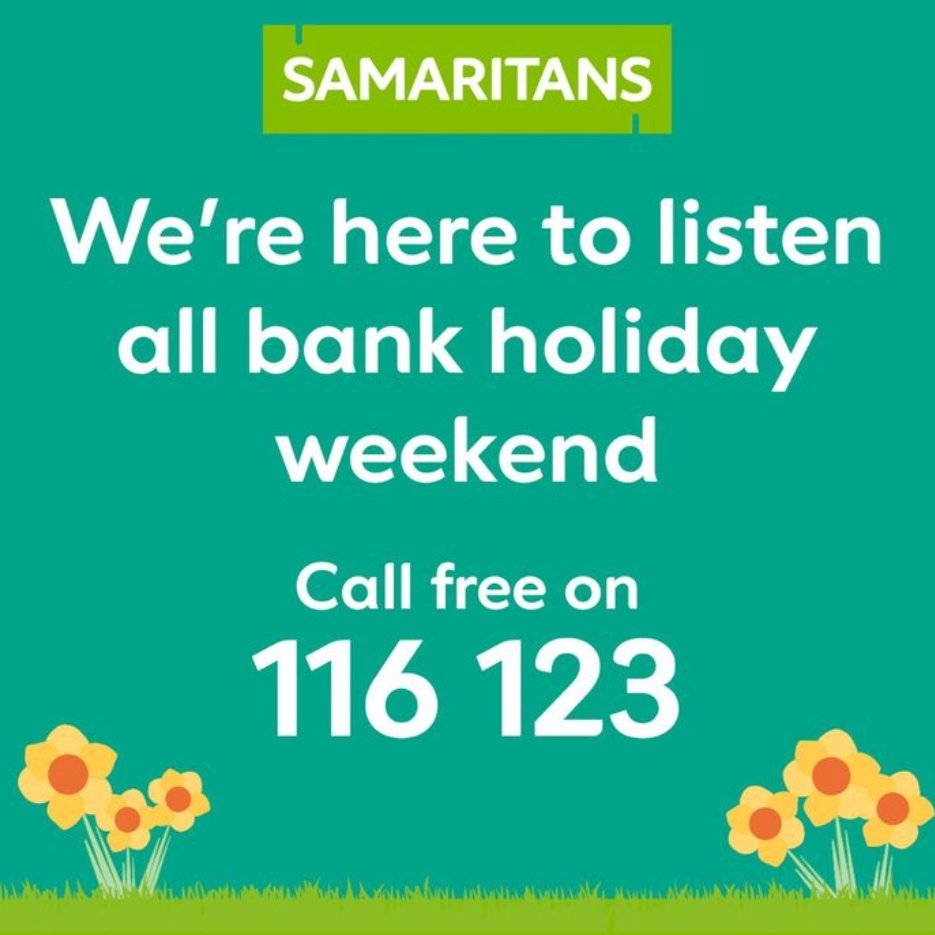 @hullsamaritans are taking calls all weekend. Please remember, you are never alone if you can access a phone #ItsGoodToTalk #CallFree116123 #Confidential