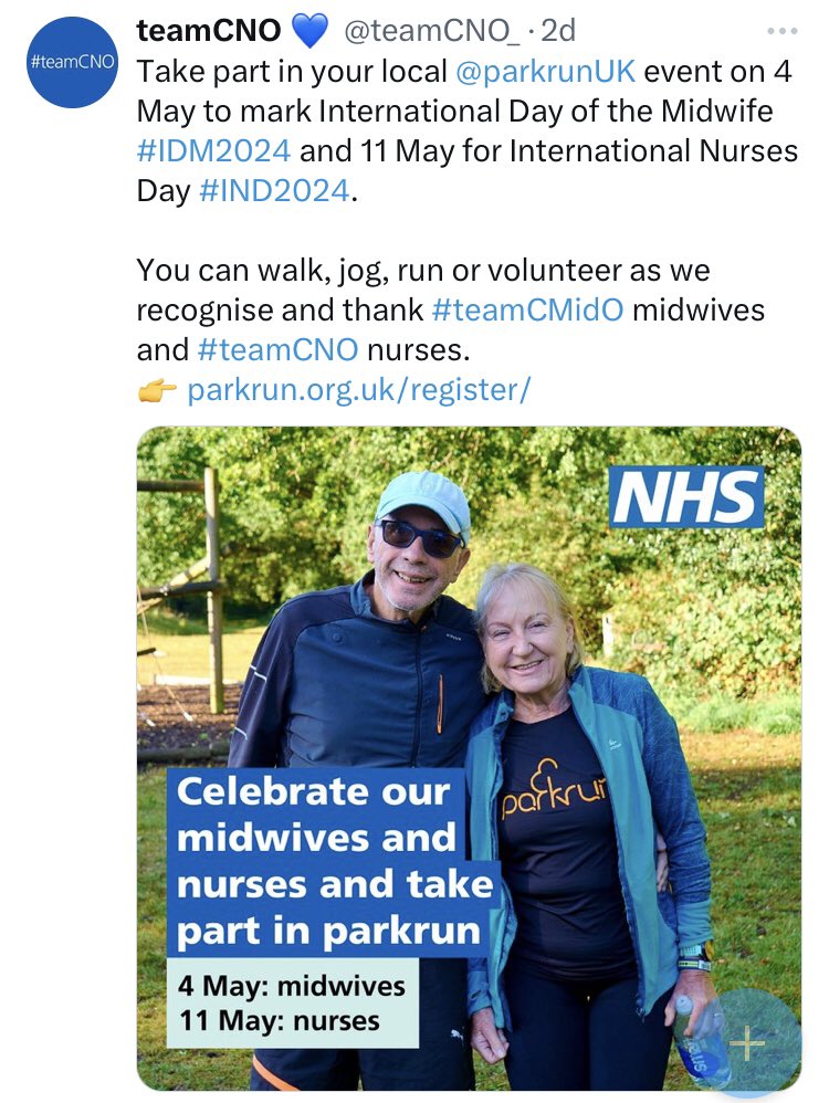 Big shout out to fabulous midwives as they begin celebrations for #InternationalMidwivesDay #IDM2024 with a @parkrunUK led by @CMidOEngland 💙 have a great time, thank you so much from team #ChildHealth for the start you give to babies & families 🫶🏼💫 #NHS1000miles #LoveParkRun